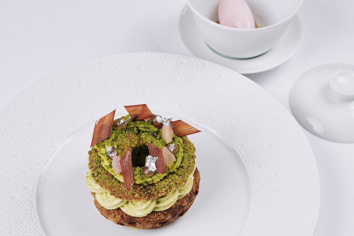 Pistachio & Rhubarb Paris Brest (1)